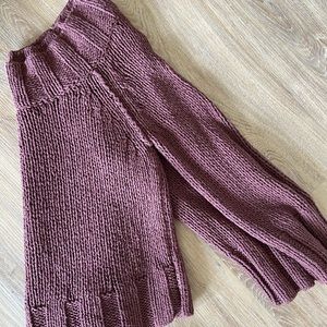 Free People Maroon Off the Shoulder Chunky Sweater